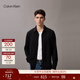 Calvin KleinJeans春秋男士商務(wù)休閑通勤正裝ck修身彈力黑色長(cháng)袖襯衫外套 UB1-太空黑 M