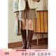 紫涵不規則壓褶羊毛呢短裙女年冬季休閑簡(jiǎn)約風(fēng)高腰半身裙 卡其 M