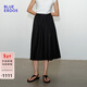 BLUE ERDOS桑蠶絲半裙女春夏新款簡(jiǎn)約絲棉混紡輕薄舒適顯瘦A字裙傘裙 黑 M (165)