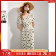 三彩2025夏季新款法式復古波點(diǎn)連衣裙V領(lǐng)寬松大擺A字長(cháng)裙度假M