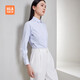 HLA海瀾之家長(cháng)袖襯衫女裝春季商務(wù)條紋微彈通勤正裝襯衣女