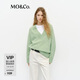 MO&Co.2025春新品羊駝絨綿羊毛粗紡輕暖深V領(lǐng)寬松毛衣