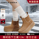 CAMILA KSENIA雪地靴女2025新款冬季短筒棉靴純色厚底增高加絨加厚東北雪地棉鞋 駝色 37