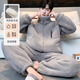 雪中飛珊瑚絨睡衣男士秋冬季2026年新款加絨加厚法蘭絨家居服套裝可外穿 NSJLY-KS30青瓦灰立領(lǐng)男 【雙層復合絨】 L -170/88A 【建議100-130斤】