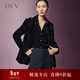 OVV【極夜絲絨】秋冬熱賣(mài)女裝戧駁領(lǐng)通勤休閑西服外套 赫本黑 XS