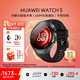 華為（HUAWEI）WATCH 5智能手表高端款男士女士航天級鈦合金表殼素皮復合表帶X-TAP智感窗鴻蒙AI腕上小藝eSIM通信 42mm幻月黑丨黑色氟橡膠表帶丨不銹鋼表殼