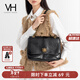 VANESSA HOGAN VH女包復古郵差包單肩斜挎包大容量托特包生日情人節禮物送女友 黑色-大號