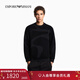 EMPORIO ARMANI/阿瑪尼官方旗艦新款男寬松套頭圓領(lǐng)植絨印花重磅運動(dòng)衛衣冬季 【寬松版】黑色 L  (推薦：150-170斤)