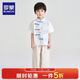 羅蒙兒童漢服套裝男童新中式古裝小男孩國風(fēng)唐裝中秋節演出服 藍色110