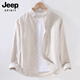 JEEP SPIRIT正品吉普高端長(cháng)袖襯衫男2026春夏新款美式潮牌亞麻休閑寬松外套男 9027T亞麻長(cháng)袖襯衫 XL  建議138-152斤