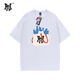 PNJ新款夏季韓版潮牌寬松百搭休閑短袖T恤卡通可愛(ài)貓咪印花男女款 白色 XL