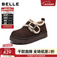 百麗（Belle）復古毛邊雪地靴女2025冬商場(chǎng)款舒適毛毛鞋勃肯鞋E5N1DDM5 咖啡色 37