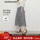 紅袖復古文藝半身裙2025夏秋新款女裝A字中長(cháng)格子氣質(zhì)垂感顯瘦雪紡裙 白底黑格902 S