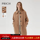 PRICH【100%綿羊毛】時(shí)髦格子提花雙面呢大衣冬季新款外套女 35米色 M 165
