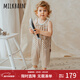 Milkbarn兒童無(wú)袖連體褲 1-6歲中小童純棉背帶褲寶寶春夏外出褲子 格紋LOGO 90