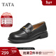 他她（TATA）女鞋秋小皮鞋時(shí)尚休閑深口樂(lè )福鞋一腳蹬英倫單鞋CG901CA5 黑色 38