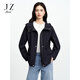 玖姿（JUZUI）休閑戶(hù)外短款工裝連帽風(fēng)衣外套女2026春季新款JTGC41302 丈青 L