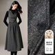 晚白【新品】冬款時(shí)尚復古格雷灰羊毛裙挺括收腰氣質(zhì)干練無(wú)袖連衣裙 深灰色 S