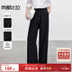 尚都比拉氣質(zhì)都市白領(lǐng)休閑褲女秋冬新款通勤寬松直筒長(cháng)褲 黑色  S 