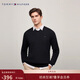 Tommy Hilfiger【純色V領(lǐng)】秋冬季男裝純棉商務(wù)休閑簡(jiǎn)約內搭打底衫針織衫毛衣