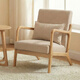 阿拉蕾 北歐實(shí)木單人沙發(fā)椅簡(jiǎn)約現代風(fēng)小戶(hù)型布藝休閑客廳陽(yáng)臺臥室椅子 卡其色【棉麻】可拆洗