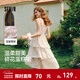 森馬連衣裙女肌理雪紡蛋糕裙度假風(fēng)2025夏新款浪漫碎花吊帶裙溫柔 白花色調00310 S