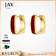 Jay 2025新款方形酒紅色耳環(huán)女百搭耳釘送女友閨蜜新年禮物