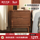 源氏木語(yǔ)實(shí)木床頭柜臥室收納柜黑胡桃木床邊柜現代簡(jiǎn)約抽屜儲物柜0.45m