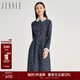 JESSIE【店長(cháng)推薦】文藝碎花撞色襯衫式連衣裙秋DKFFL442 藍色 M