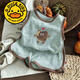 G.duck寶寶夏季背心套裝男女童卡通薄款無(wú)袖條紋背心休閑運動(dòng)短褲兩件套 條紋兩件套 100
