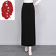 夏典素訂女王（SE.PSTP）半身裙女秋冬半身長(cháng)裙到腳踝新款高個(gè)子長(cháng)款毛呢一步裙直筒包 黑色 XL 建議115-125斤