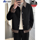 軒森圖春秋季男士輕熟風(fēng)夾克外套男款寬松大碼拼接撞色上衣胖子顯瘦搭配 jk505黑色夾克 3XL (185) 建議180-200斤