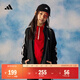 adidas女大童休閑三條紋長(cháng)袖套裝兒童秋季阿迪達斯官方輕運動(dòng) 黑色/白色   164