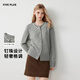 5+（FivePlus）針織開(kāi)衫女毛衣女春季新款千金風(fēng)手工釘珠內穿顯瘦外搭上衣