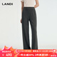 藍地（LANDI）深灰色軟糯舒適休閑直筒闊腿褲女含羊絨真絲冬新品 深灰色 M