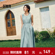 森馬連衣裙女純色無(wú)袖長(cháng)裙休閑溫柔時(shí)尚2025夏新款收腰背心裙優(yōu)雅 藍綠41501 L