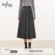 伊芙麗（eifini）伊芙麗經(jīng)典簡(jiǎn)約質(zhì)感百褶長(cháng)半裙女2025秋季新款百搭休閑通勤裙子 沉檀灰 中長(cháng)版 隨單贈送皮帶 M 100-110斤