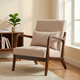 阿拉蕾 北歐實(shí)木單人沙發(fā)椅簡(jiǎn)約現代風(fēng)小戶(hù)型布藝休閑客廳陽(yáng)臺臥室椅子 卡其色【棉麻】胡桃色木架