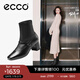 愛(ài)步（ECCO）靴子女 時(shí)尚潮流百搭女靴羊皮輕奢粗跟短靴女 型塑290973 黑色29097351052 37