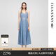 歌力思（ELLASSAY）2025夏季新款棉氣質(zhì)設計感蕾絲拼接牛仔吊帶連衣裙女EWE361N01900 牛仔藍 S