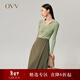 OVV【黃金羊毛】秋冬熱賣(mài)女裝POLO領(lǐng)修身休閑長(cháng)袖針織衫 綠灰B0 M