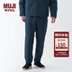 MUJI男式 不易沾水 長(cháng)款 褲 男士 長(cháng)褲子 休閑褲 冬季款 BI00MA3A 深藏青色 L（175/88A）