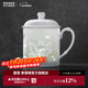 景德鎮官方陶瓷泡茶杯手工玲瓏茶具喝水杯大容量白瓷馬克杯帶蓋生日禮物 “荷塘清韻”茶杯