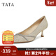 他她（TATA）2025春商場(chǎng)同款時(shí)尚休閑中高跟單鞋女新款7QT08AQ5 金色 39