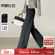 尚都比拉厚實(shí)保暖休閑褲女秋季高腰顯瘦直筒修身闊腿褲編織織帶通勤長(cháng)褲