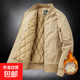 男裝秋冬季加絨加厚防寒工裝棉服工作穿的勞保服大碼外套夾克棉衣 卡其色【內里加厚】 L 【建議120-140斤】