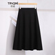 唐謎（TANGMI）垂感傘裙半身裙女秋季2025新款早秋高腰百褶裙中長(cháng)款a字大擺裙 西裝料-黑色-中長(cháng)款 3XL 31(135-145斤)