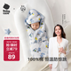 babycare初生嬰兒全棉抱被安撫調溫產(chǎn)房新生兒包被咘咘熊月光藍90*90