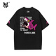 PNJ美式高街撞色卡通像素趣味鯊魚(yú)閃電格子拼色男女款時(shí)尚短袖T恤 黑色 L