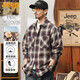 JEEP美國正品高端純棉格子長(cháng)袖襯衫春秋男裝潮牌復古休閑內搭襯衣外套 紅格襯衫 3XL